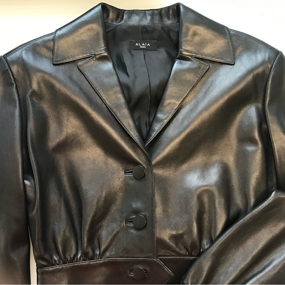 Alaïa stunning cropped lamb leather jacket like NEW